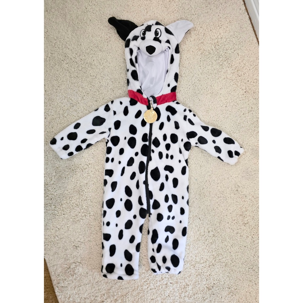 Disney 101 Dalmatians Plush Fleece Hooded Costume Jumpsuit Infant Toddler White
